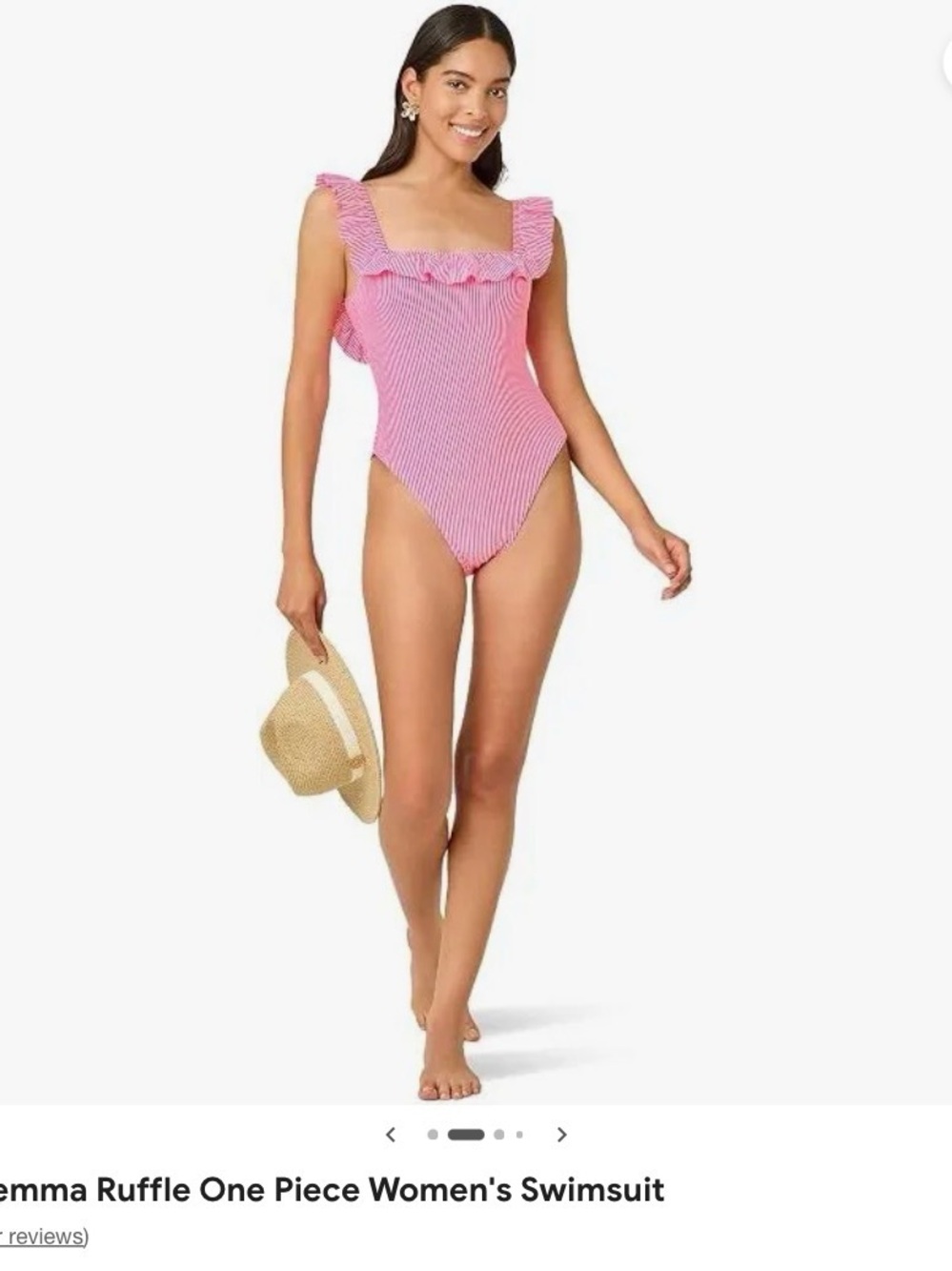 Lilly Pulitzer Pink Ruffle-Trim One-Piece cherry blossom, pink seersucker, NWT 6